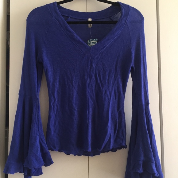 Free People long sleeve top in deep ocean - Picture 2 of 4